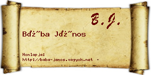 Bába János névjegykártya